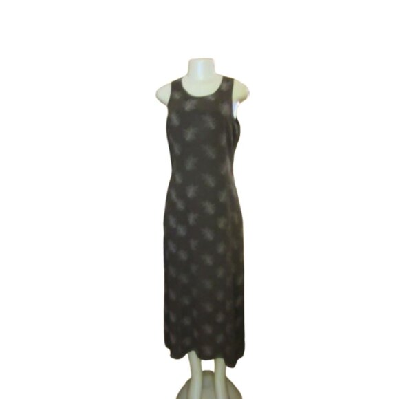 Vintage Y2K Ballinger Gold Brown Sleeveless Silk Midi Dress Size M - Picture 1 of 6